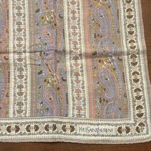 YVES SAINT LAURENT Scarf Paisley Floral Stripe Multicolor Vintage 20.5"